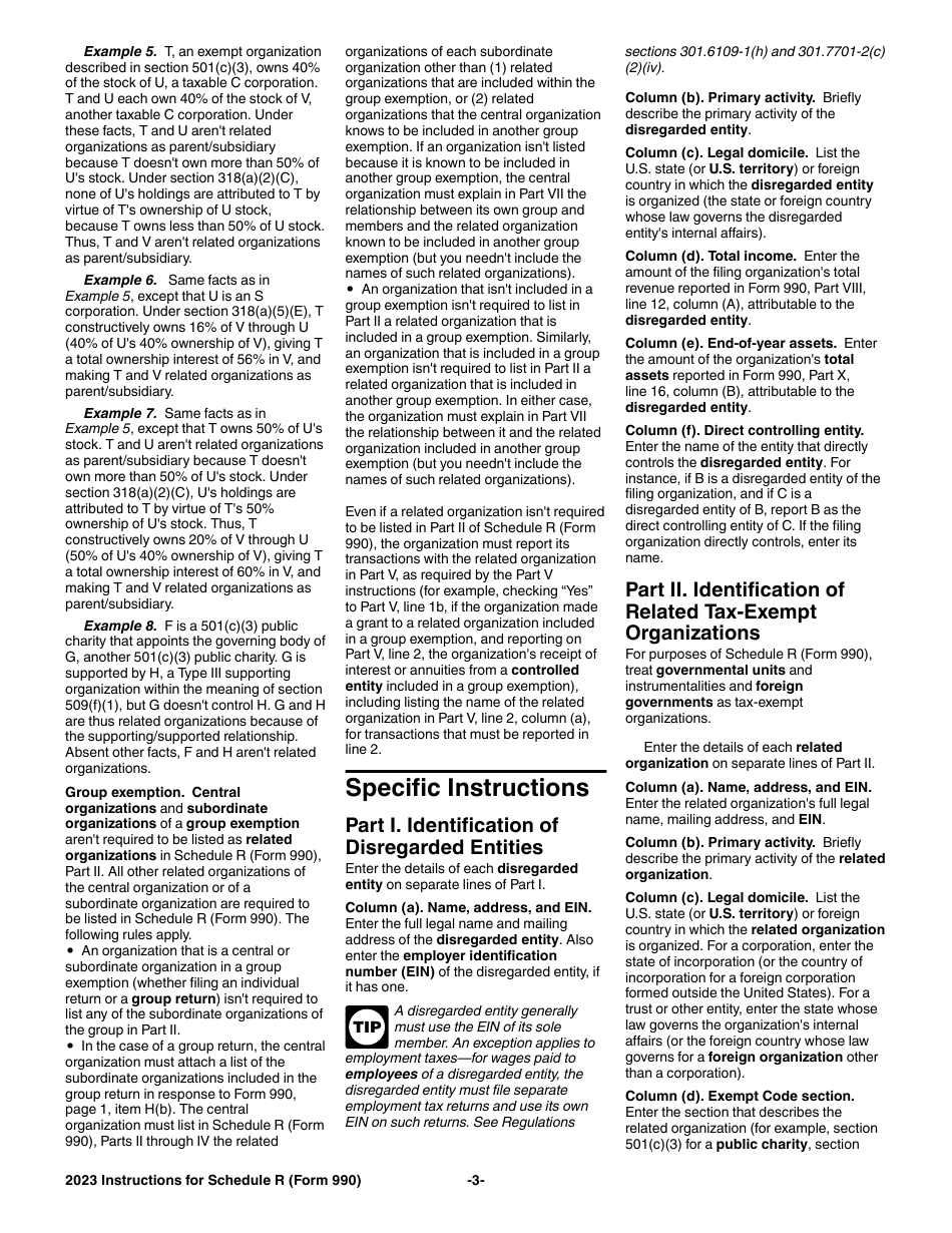 Instructions for IRS Form 990 Schedule R Related Organizations and Unrelated Partnerships, Page 3