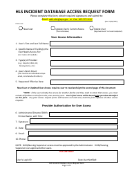 Document preview: Hls Incident Database Access Request Form - Wyoming