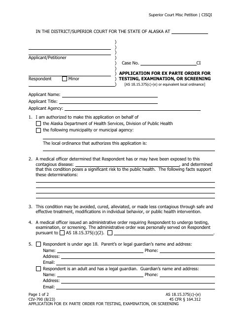 Form CIV-790  Printable Pdf