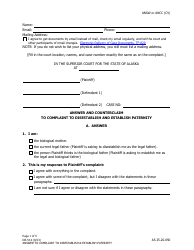 Document preview: Form DR-514 Answer and Counterclaim to Complaint to Disestablish and Establish Paternity - Alaska