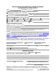 Document preview: Form TF-945 Application for Photographing, Filming, Recording, or Streaming in a Court Facility - Alaska