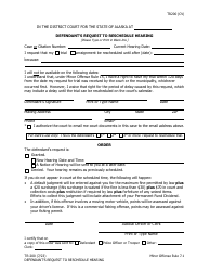 Document preview: Form TR-200 Defendant's Request to Reschedule Hearing - Alaska
