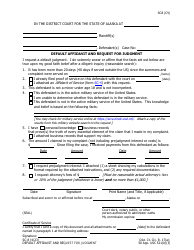Document preview: Form SC-8 Default Affidavit and Request for Judgment - Alaska