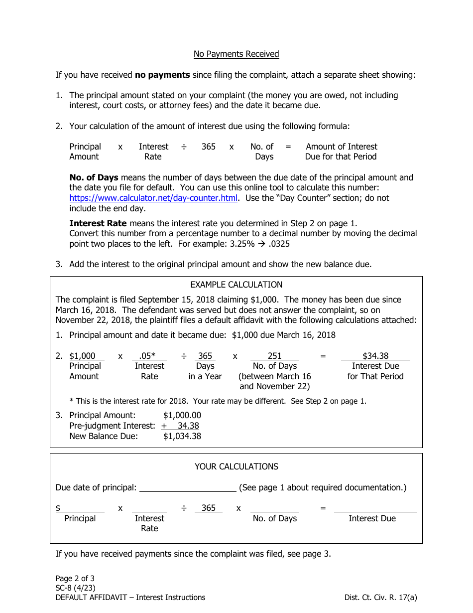 Form SC-8 Default Affidavit and Request for Judgment - Alaska, Page 3