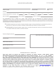 Document preview: Formulario DIC-57S Aviso De Descalificacion - Texas (Spanish)