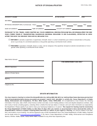 Document preview: Form DIC-57 Notice of Disqualification - Texas