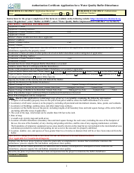 Document preview: Authorization Certificate Application for a Water Quality Buffer Disturbance - City of Charlotte, North Carolina