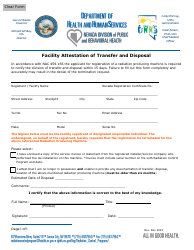 Document preview: Facility Attestation of Transfer and Disposal - Nevada