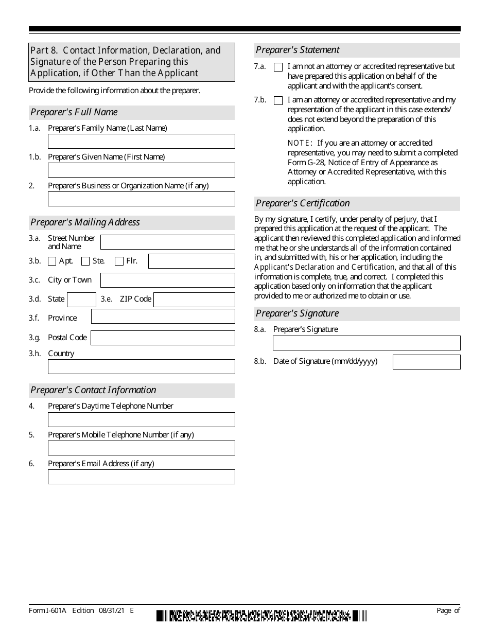 USCIS Form I-601A Download Fillable PDF or Fill Online Application for ...