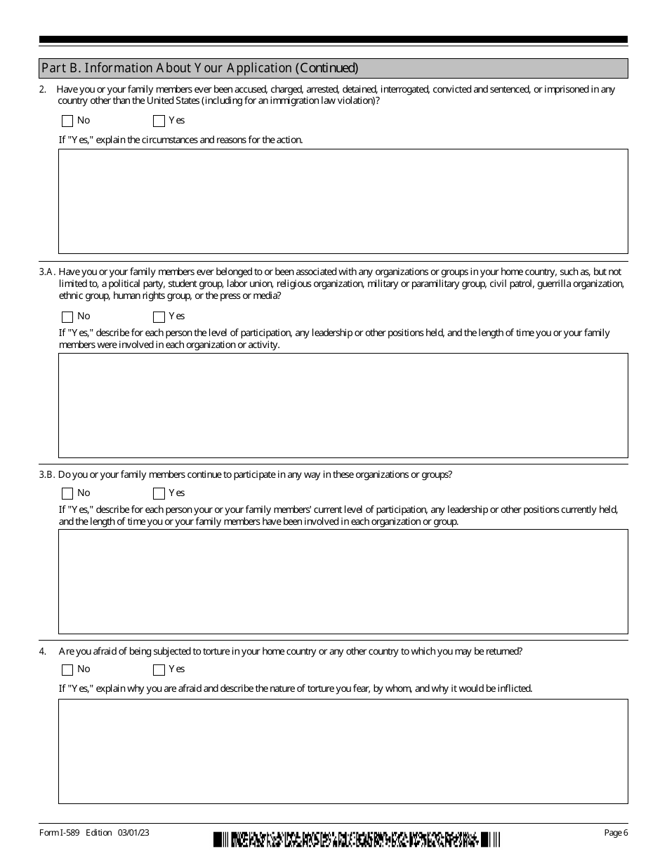 USCIS Form I-589 Application for Asylum and for Withholding of Removal, Page 6
