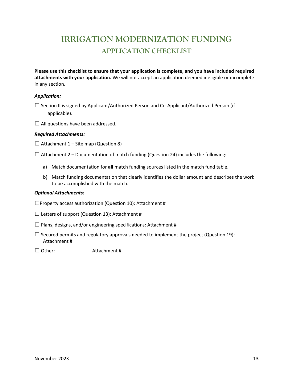 Irrigation Modernization Funding Grant Application - Oregon, Page 14