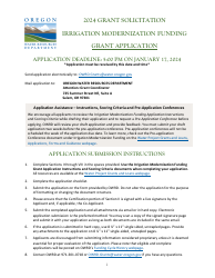 Irrigation Modernization Funding Grant Application - Oregon