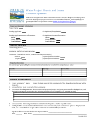 Document preview: Landowner Agreement - Water Project Grants and Loans - Oregon