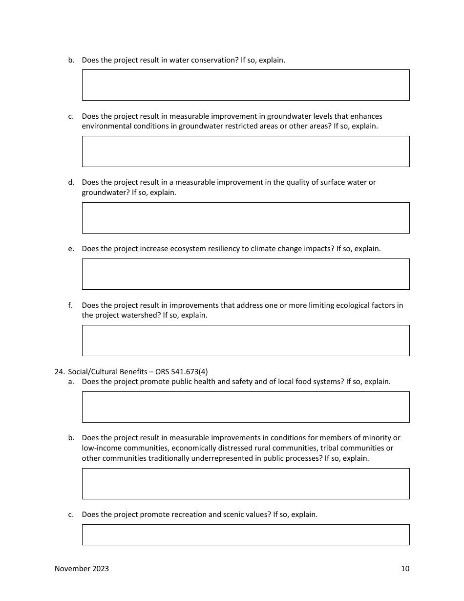 Water Project Grants and Loans Grant Application - Oregon, Page 11