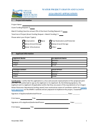 Water Project Grants and Loans Grant Application - Oregon, Page 2