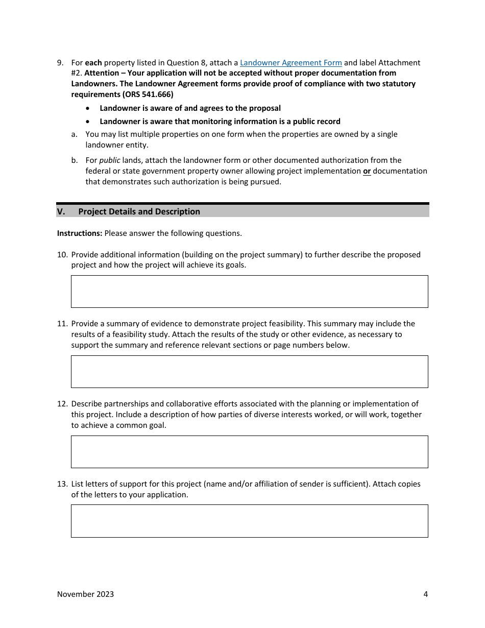 Water Project Grants and Loans Grant Application - Oregon, Page 5