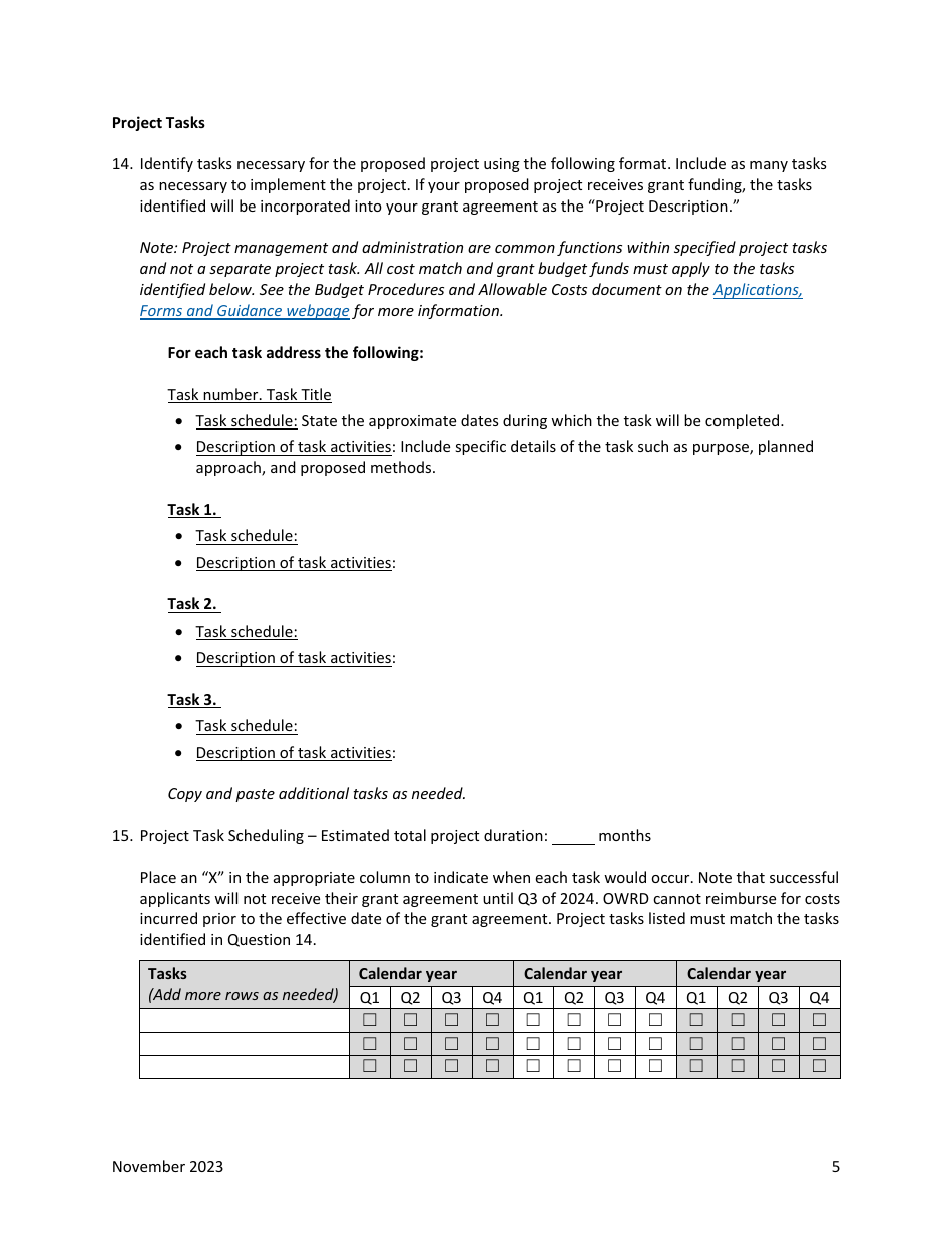 Water Project Grants and Loans Grant Application - Oregon, Page 6