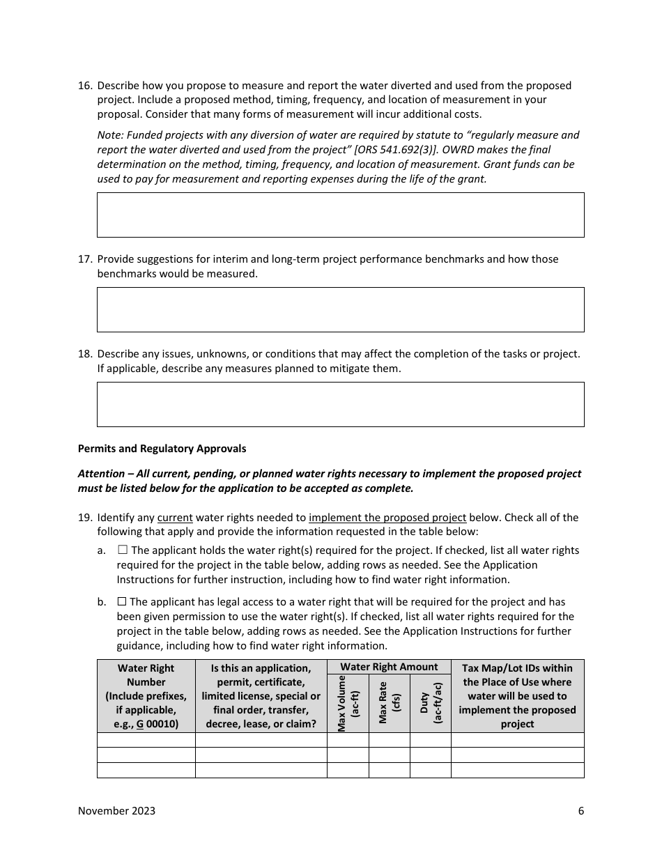 Water Project Grants and Loans Grant Application - Oregon, Page 7