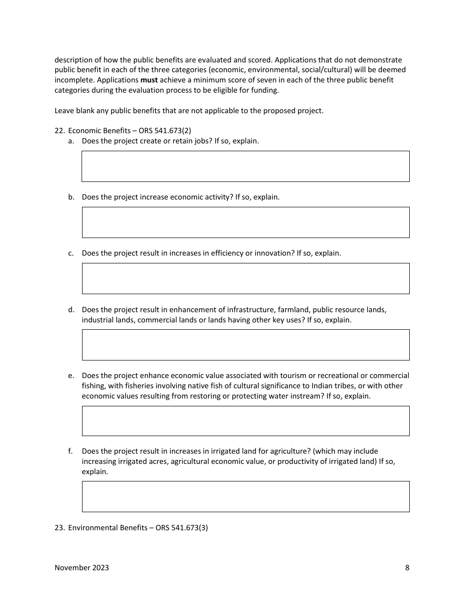 Water Project Grants and Loans Grant Application - Oregon, Page 9