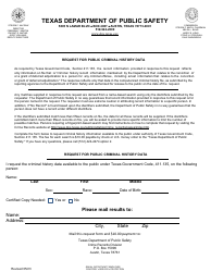 Document preview: Form CR-42 Request for Public Criminal History Data - Texas