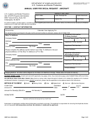 Document preview: CBP Form 339A Annual User Fee Decal Request - Aircraft