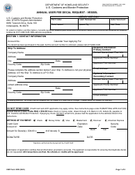 Document preview: CBP Form 339V Annual User Fee Decal Request - Vessel
