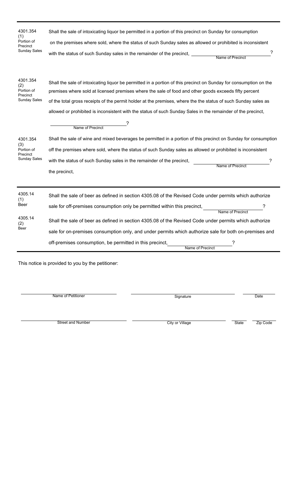 Form 5-M Notice to Liquor Permit Holder of the Circulation of a Local Option Petition - Ohio, Page 2