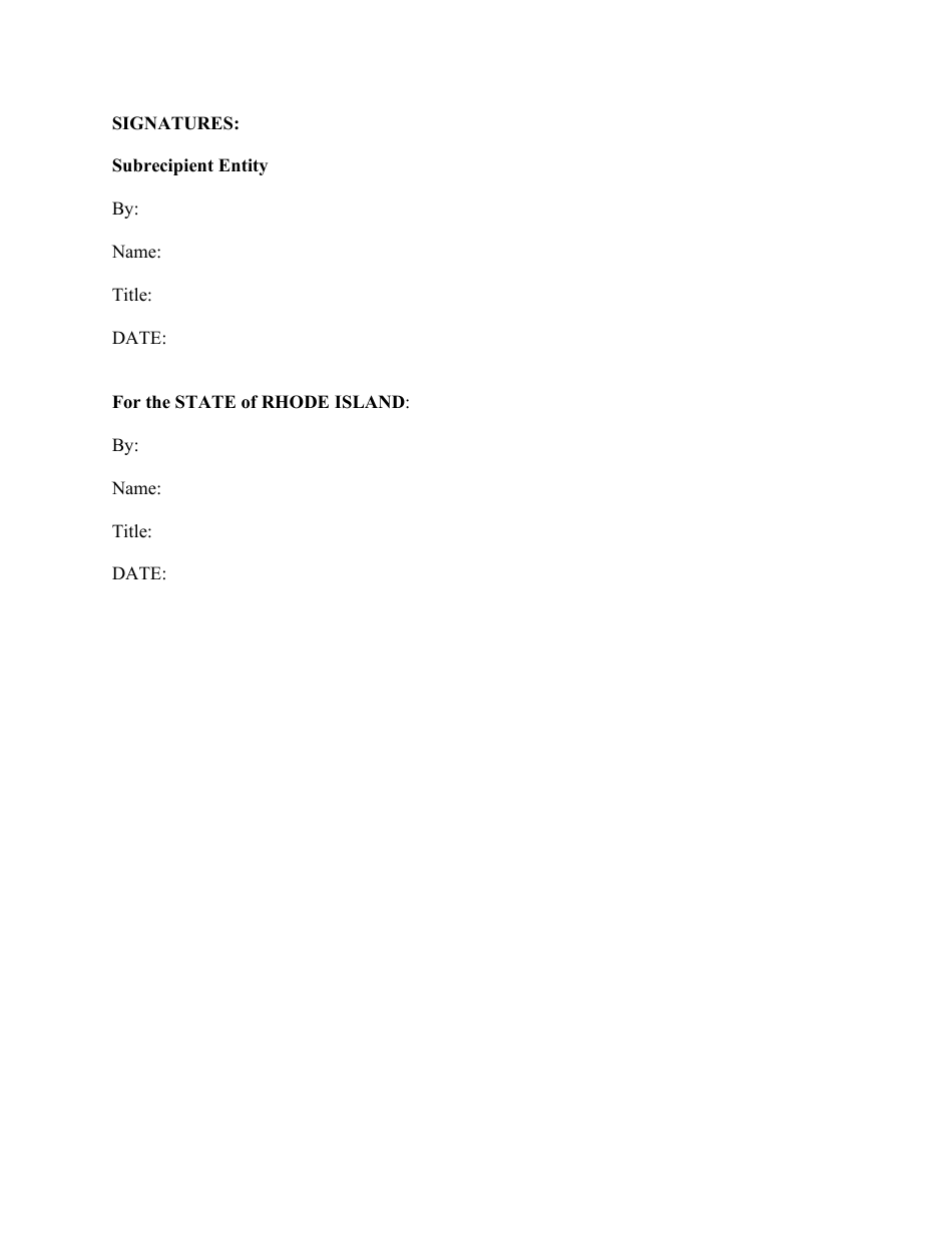 Rhode Island Subaward Agreement Amendment Fill Out Sign Online and