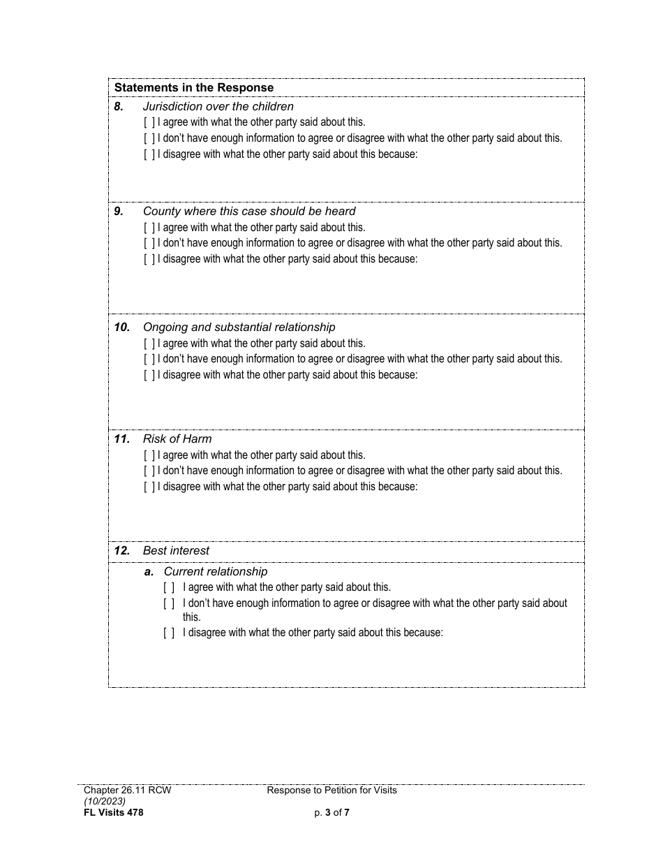 Form FL Visits478 Response to Petition for Visits - Washington, Page 3