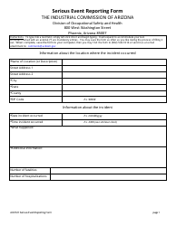 Document preview: Serious Event Reporting Form - Arizona