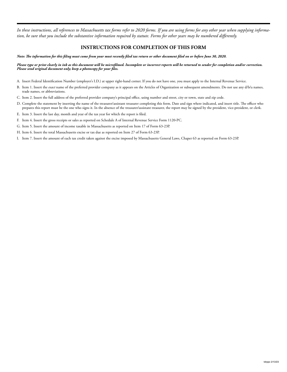 Tax Disclosure Report - Preferred Provider Companies - Massachusetts, Page 2