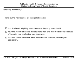 Form CF377.1LP Notice of Approval for CalFresh Benefits - Large Print - California, Page 2