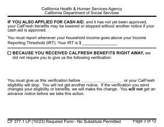 Form CF377.1LP Notice of Approval for CalFresh Benefits - Large Print - California, Page 3