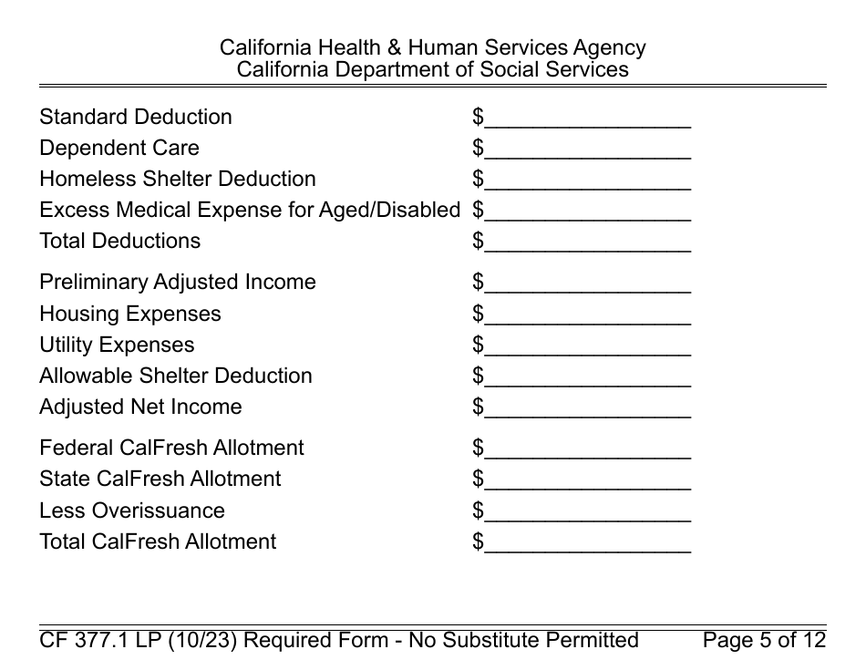 Form CF377.1LP Notice of Approval for CalFresh Benefits - Large Print - California, Page 5