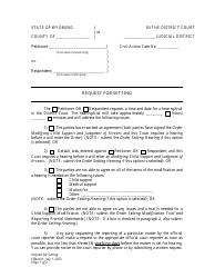Document preview: Request for Setting - Child Support Modification - Petitioner - Wyoming