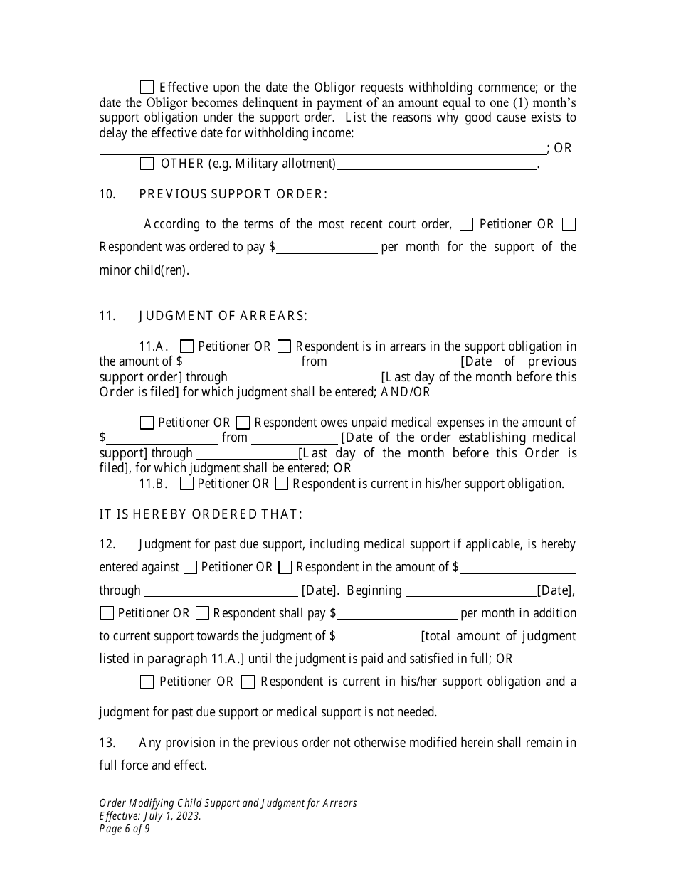 Order Modifying Child Support and Judgment for Arrears - Wyoming, Page 6