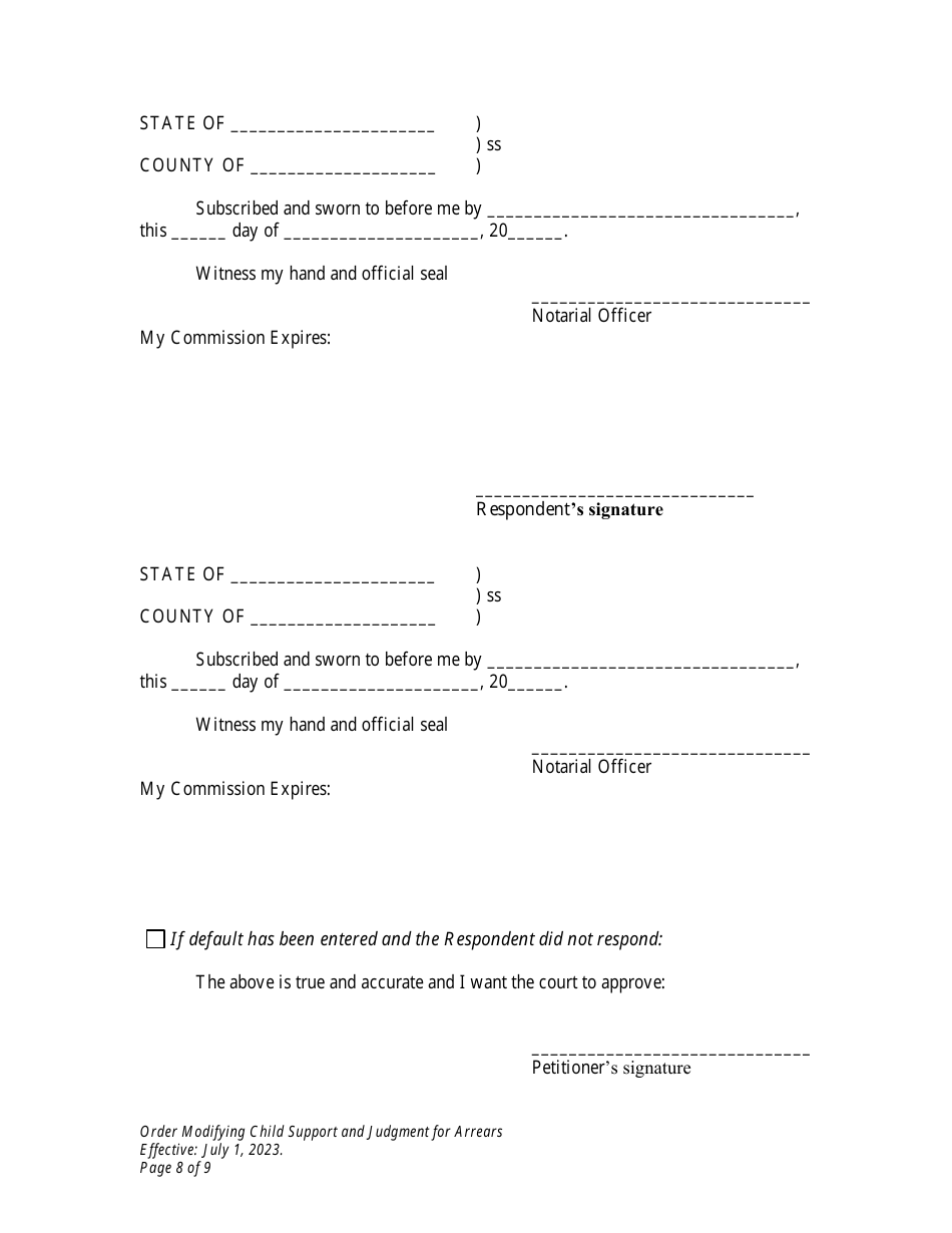 Order Modifying Child Support and Judgment for Arrears - Wyoming, Page 8