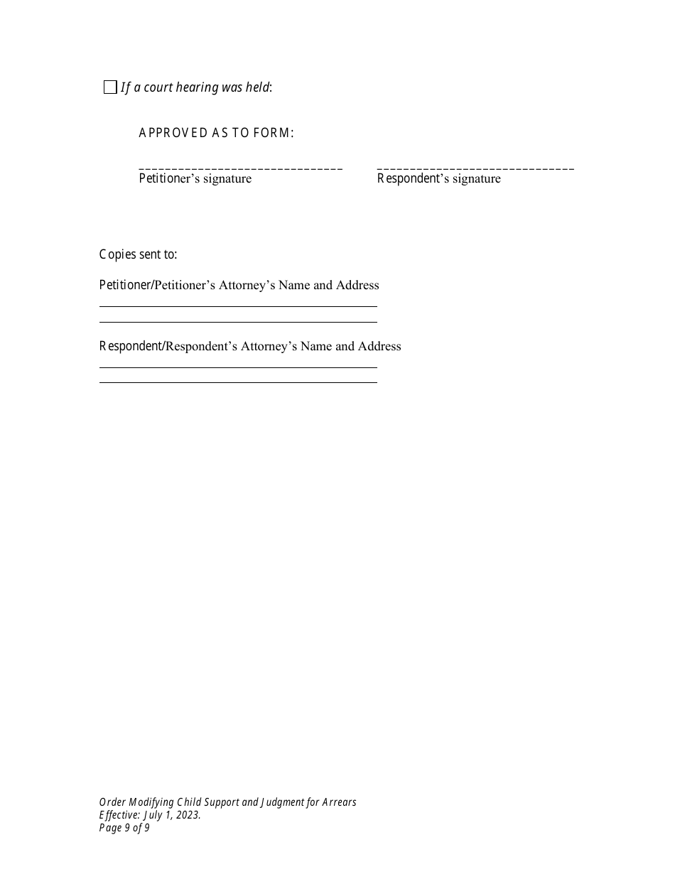 Order Modifying Child Support and Judgment for Arrears - Wyoming, Page 9