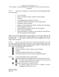 Document preview: Checklist for Packet 11 - Petitioner - Establishment of Custody, Visitation, and Child Support - Wyoming