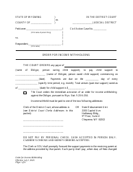 Document preview: Order for Income Withholding - Petitioner - Wyoming