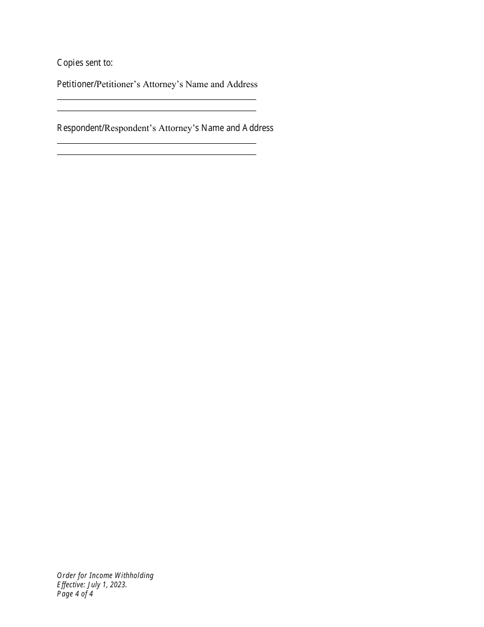 Order for Income Withholding - Petitioner - Wyoming, Page 4
