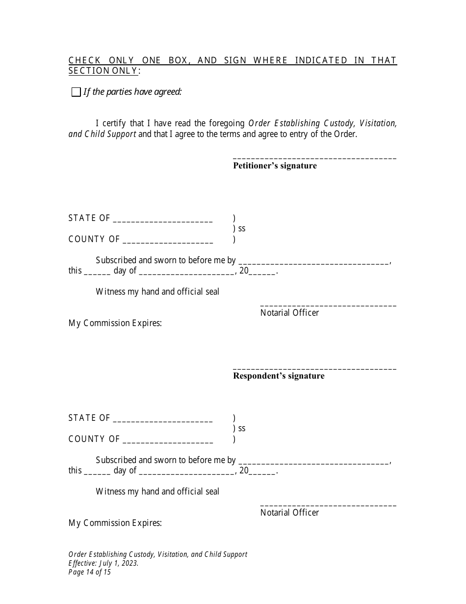 Order Establishing Custody, Visitation, and Child Support - Wyoming, Page 14