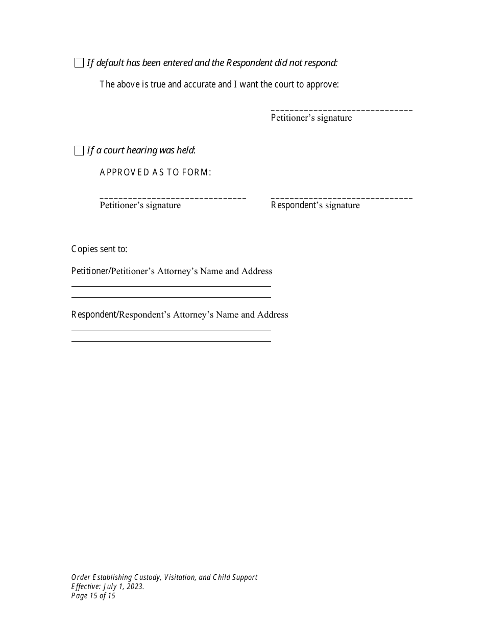 Order Establishing Custody, Visitation, and Child Support - Wyoming, Page 15