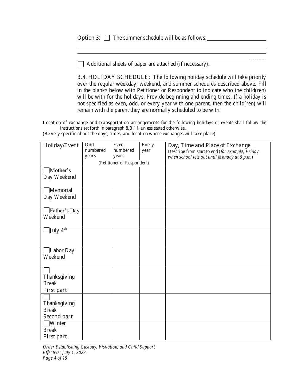 Order Establishing Custody, Visitation, and Child Support - Wyoming, Page 4