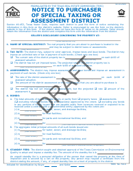 TREC Form 59-0 Notice to Purchaser of Special Taxing or Assessment District - Draft - Texas