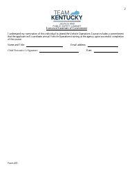 Form 201 Vehicle Operations Instructor Training Application - Kentucky, Page 2