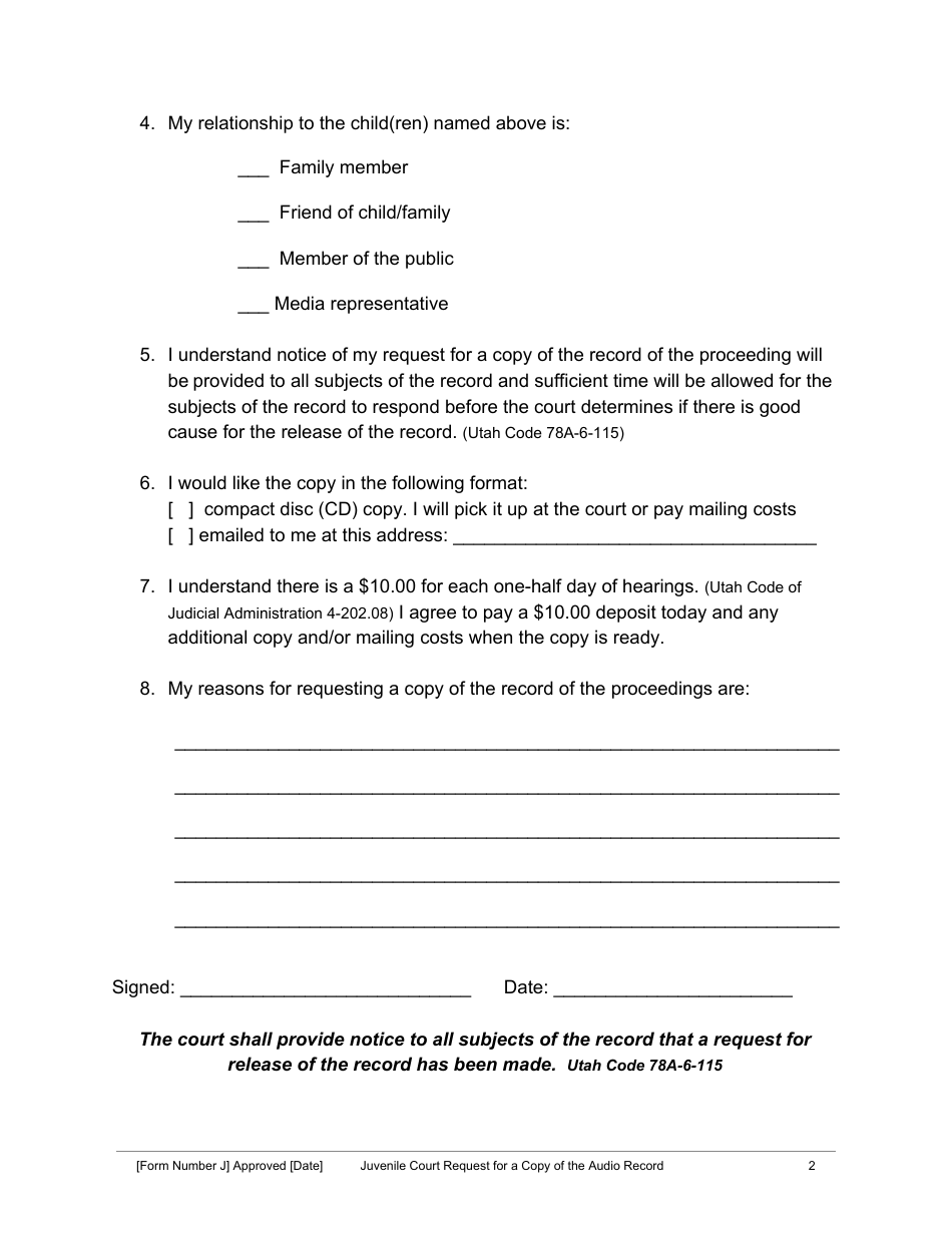 Request for a Copy of the Audio Record - Utah, Page 2