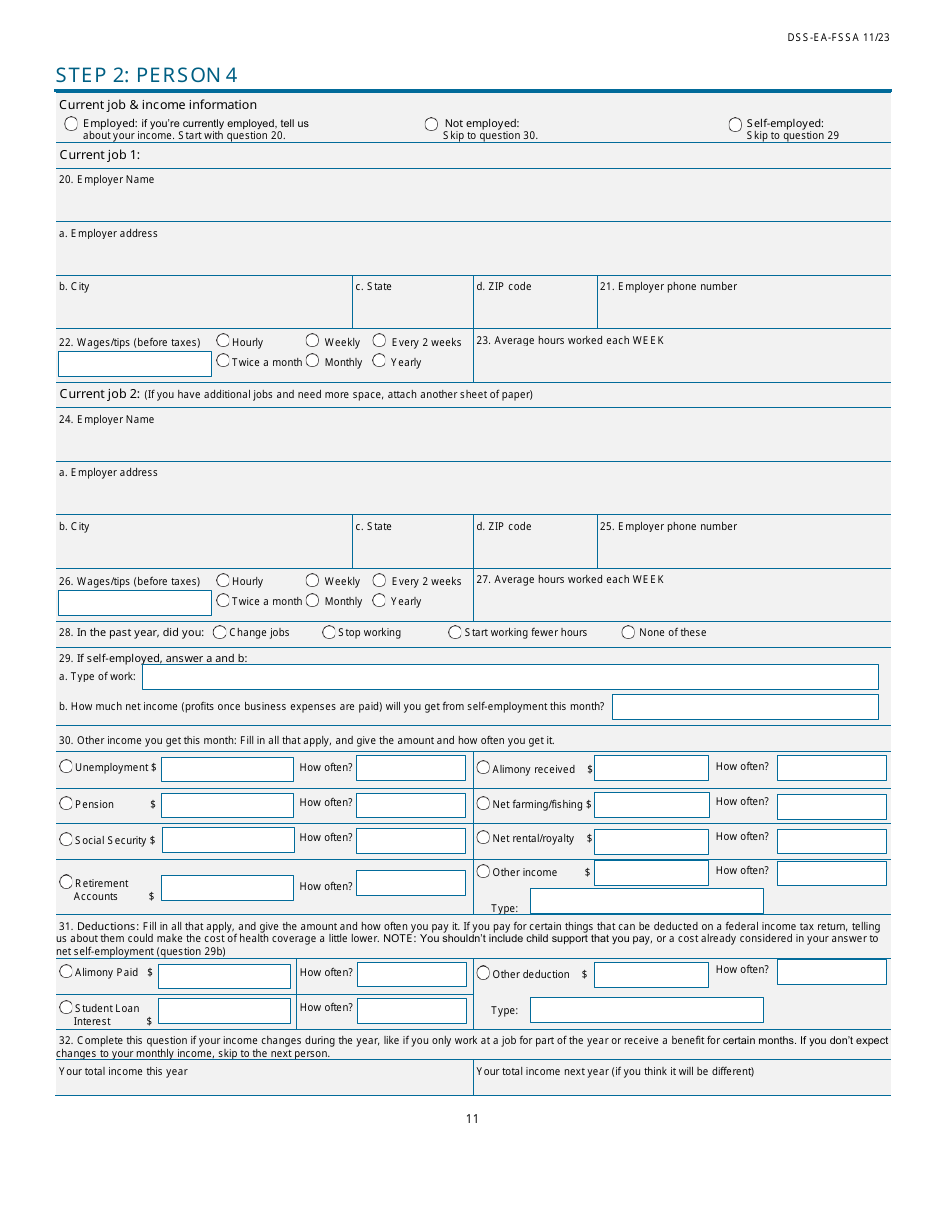 Form DSS-EA-FSSA Application for Health Coverage  Help Paying Costs - South Dakota, Page 11
