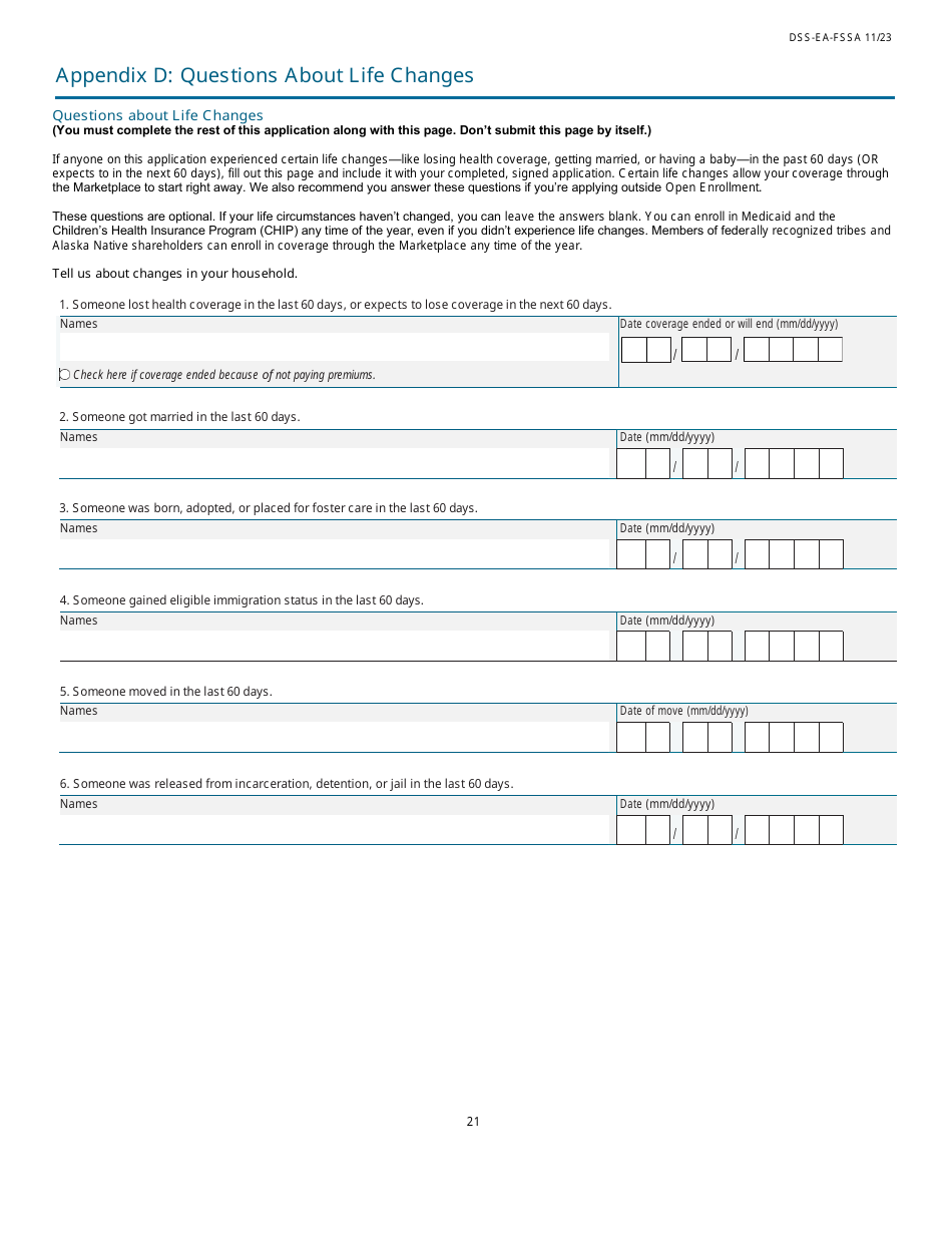Form DSS-EA-FSSA Application for Health Coverage  Help Paying Costs - South Dakota, Page 21