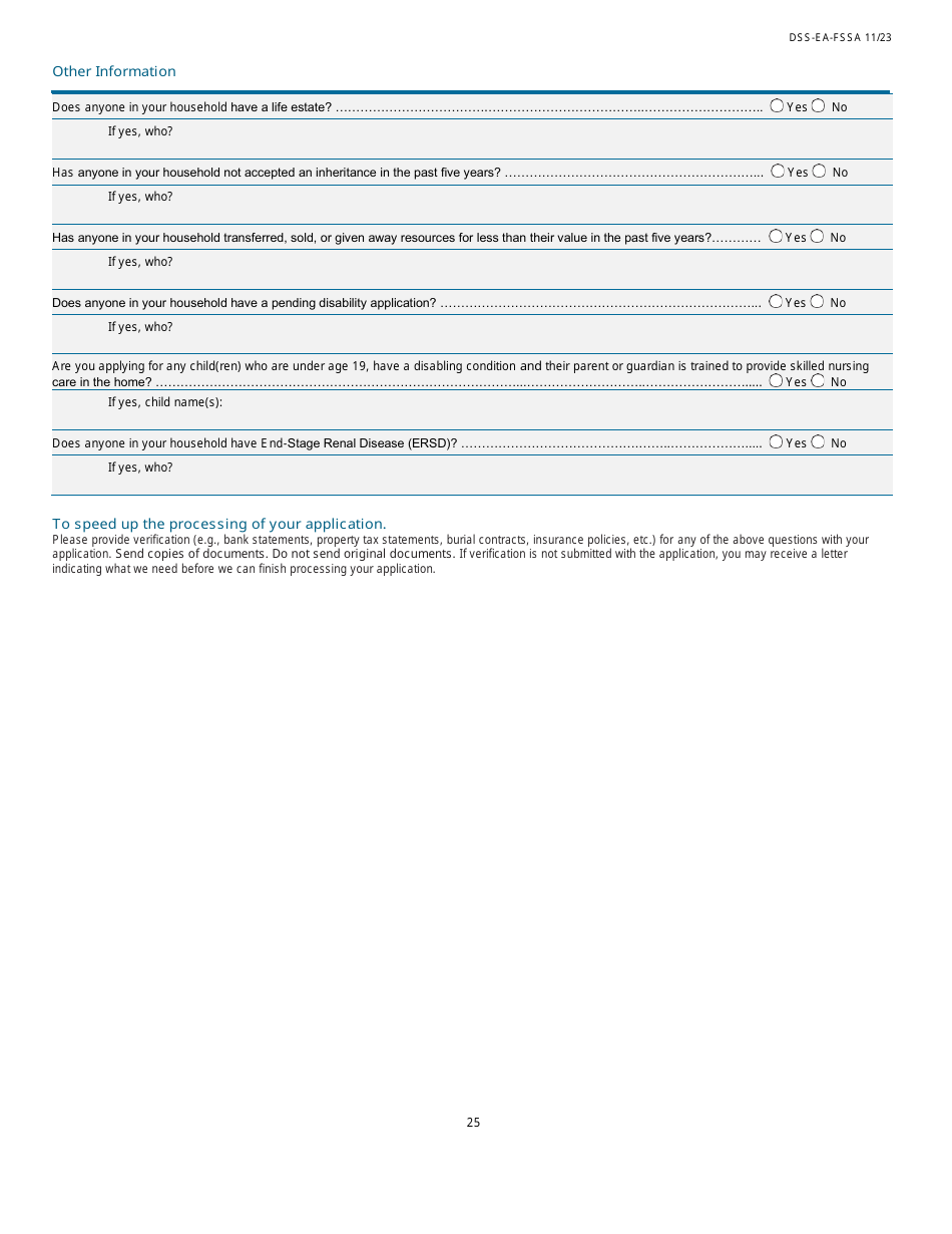 Form DSS-EA-FSSA Application for Health Coverage  Help Paying Costs - South Dakota, Page 25